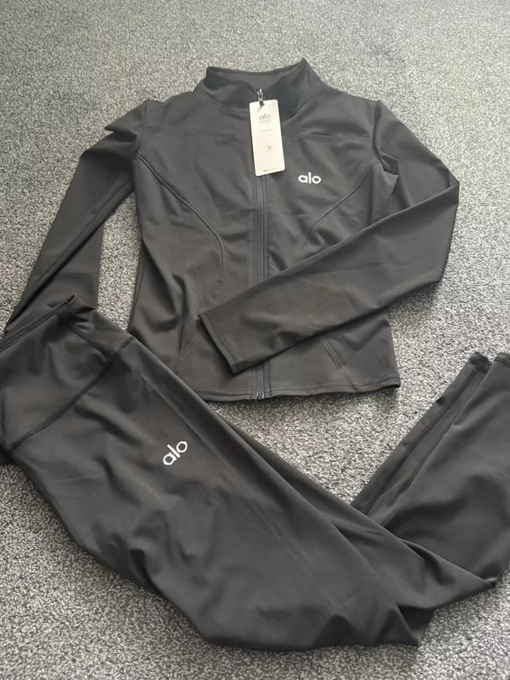 Alo Active Elevate Zip Set_🖤Black & 🤎Chocolate Brown