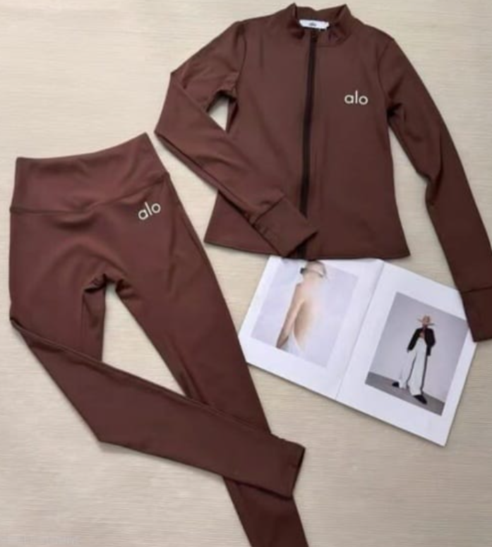 Alo Active Elevate Zip Set_🖤Black & 🤎Chocolate Brown