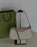 Luxury GG-Inspired Mini Canvas Shoulder Bag | Beige & White